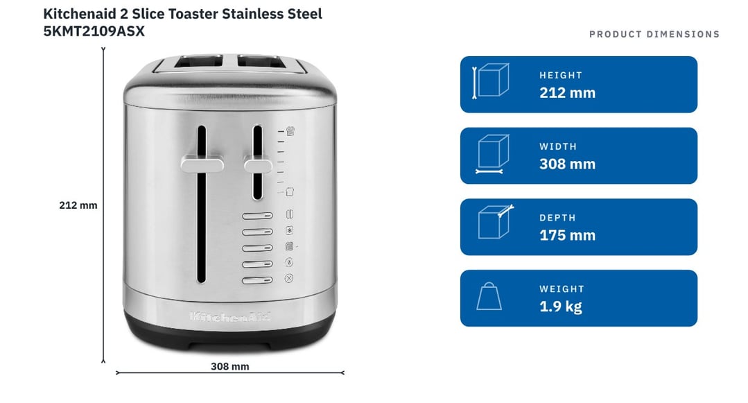 Kitchenaid 2 Slice Toaster Stainless Steel 5KMT2109ASX