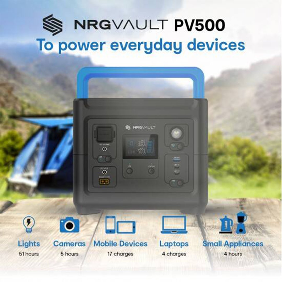 Nrgvault PV500 500W Portable Power Station PWR-PV500-PS