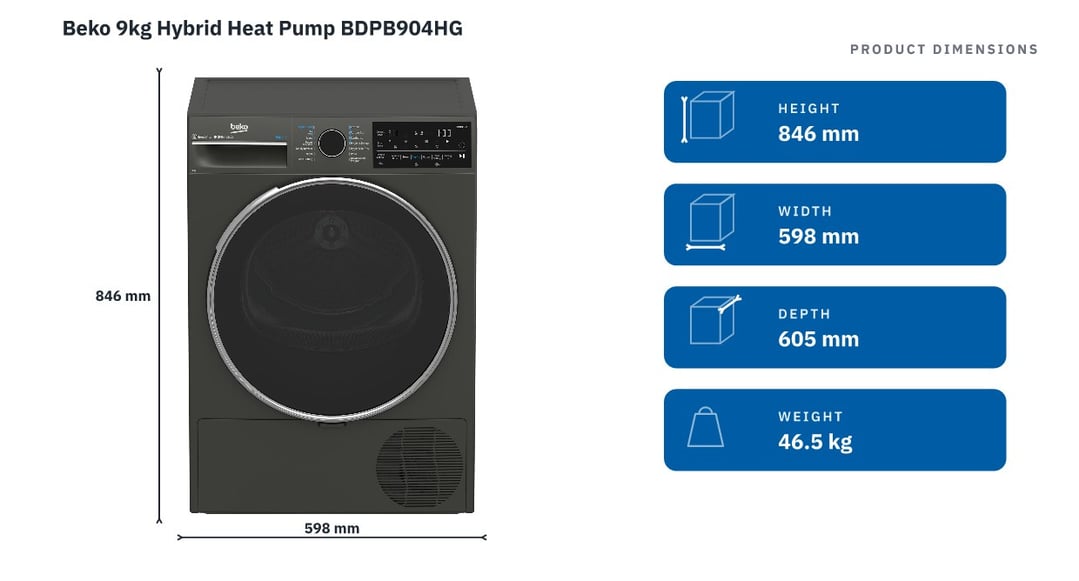 Beko 9kg Hybrid Heat Pump BDPB904HG
