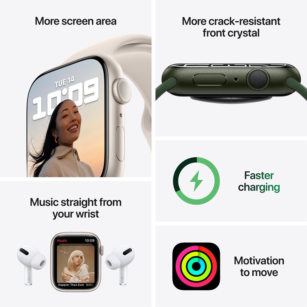 Apple Watch Series 7 (GPS) 45mm Starlight Aluminium Case with Starlight Sport Band MKN63X/A