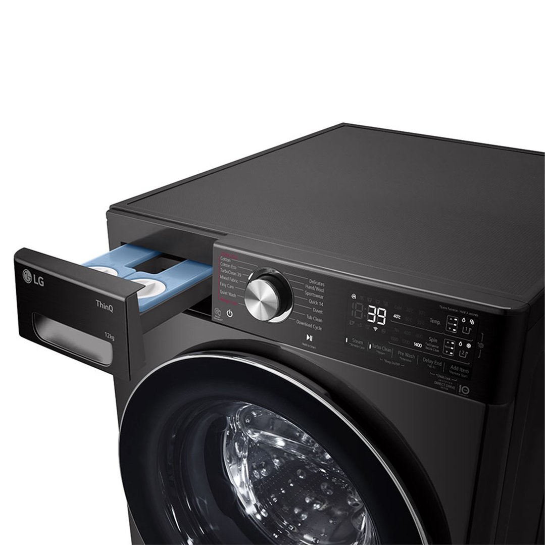 LG 12kg Series 10 Black Front Load Washing Machine WV10-1412B
