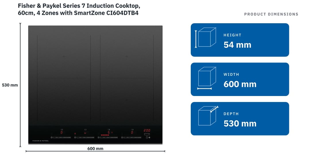 Fisher & Paykel Series 7 Induction Cooktop, 60cm, 4 Zones with SmartZone CI604DTB4