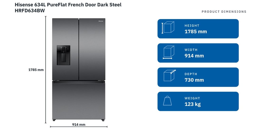 Hisense 634L PureFlat French Door Dark Steel HRFD634BW