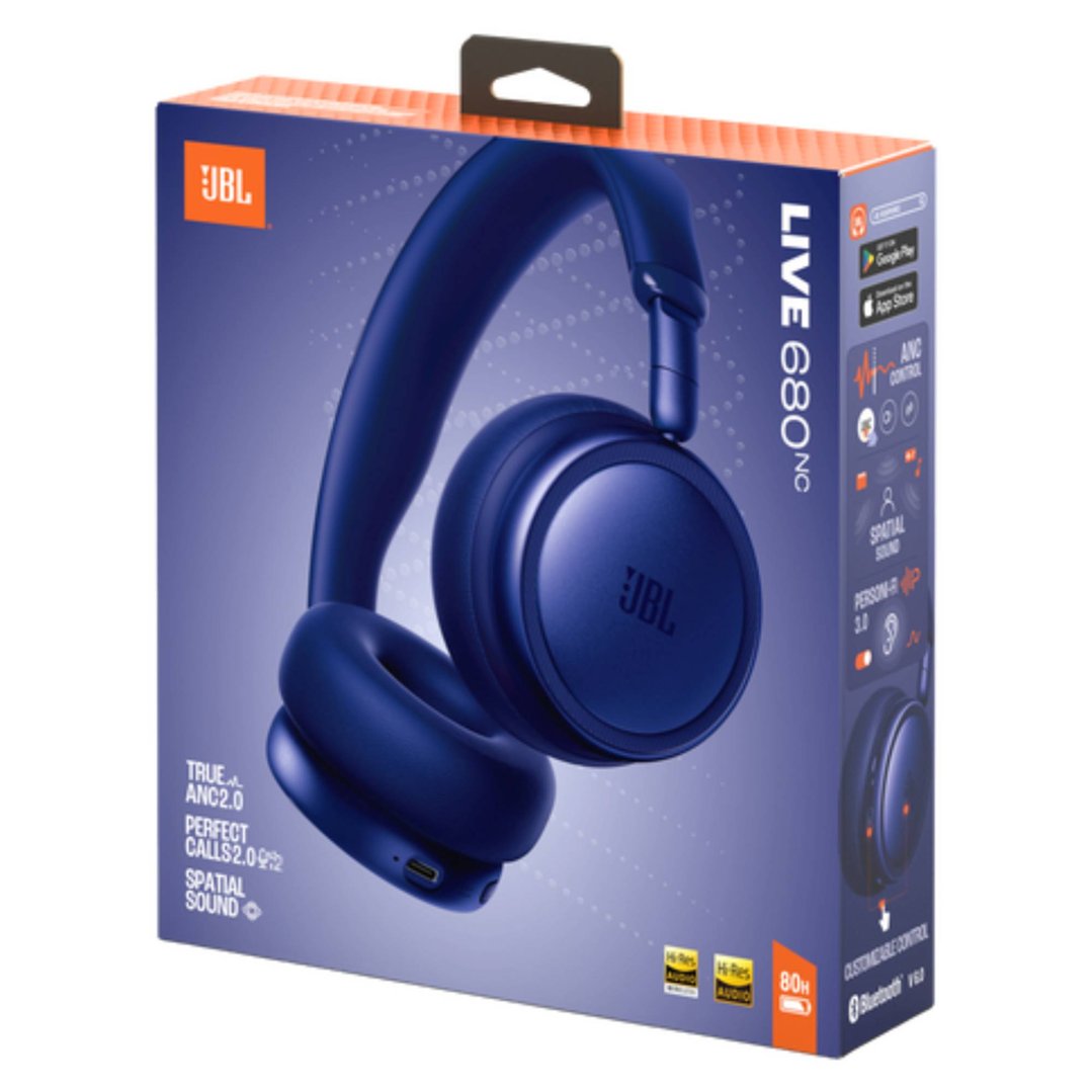 JBL Live 680 On-Ear BT Noise Cancelling Headphones - Blue JBLLIVE680NCBLU