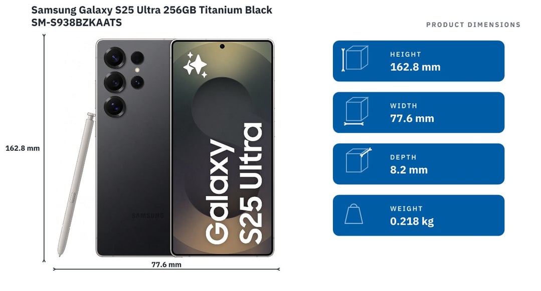 Samsung Galaxy S25 Ultra 256GB Titanium Black SM-S938BZKAATS