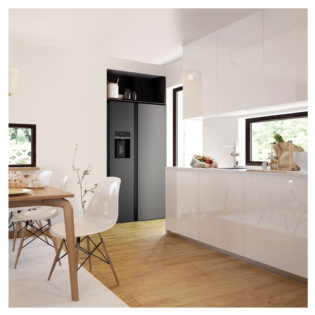 Westinghouse 596L Side by Side Fridge - Matte Black WSE6670BA