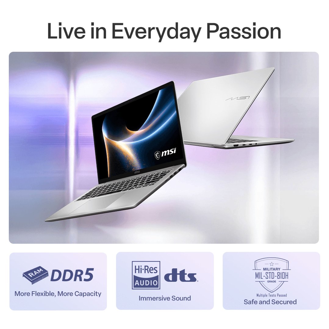 MSI Modern 14S AI+, 14" FHD+ OLED, UMA, Core Ultra 7 355 Processor, DDR5 16GB RAM, 512GB SSD Laptop G3MG-028AU