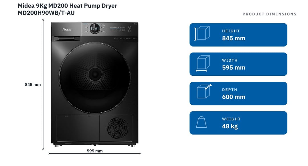 Midea 9Kg MD200 Heat Pump Dryer MD200H90WB/T-AU