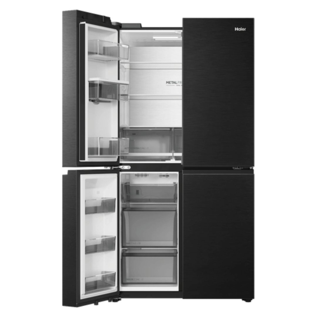 Haier 675L, Quad Door Refrigerator Freezer, Water, Non-Plumbed, Black HRF690YHC