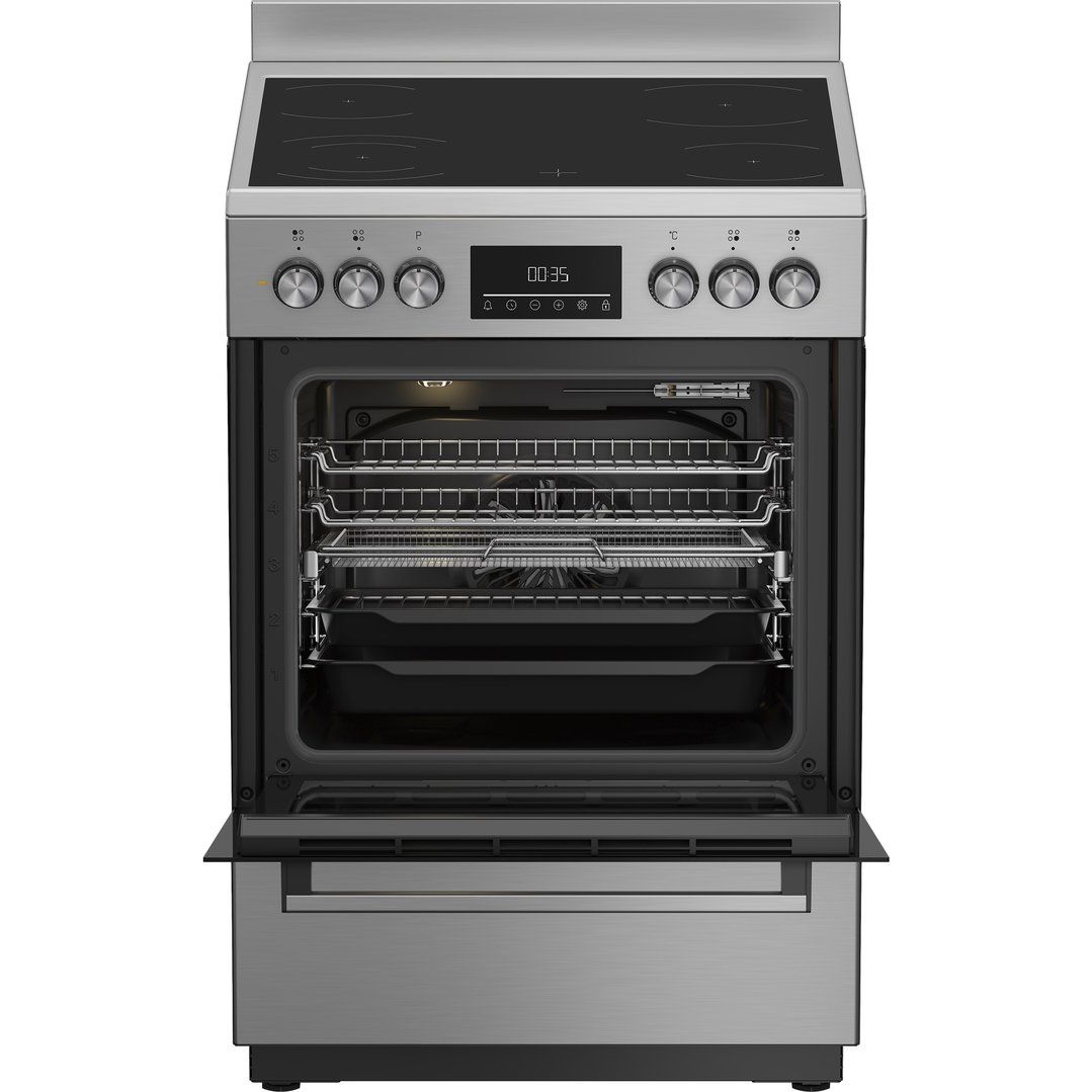 Beko Aeroperfect 60cm Freestanding Cooker with SteamAdd & Airfry and Ceramic Cooktop - Stainless Steel BFCB60VMX