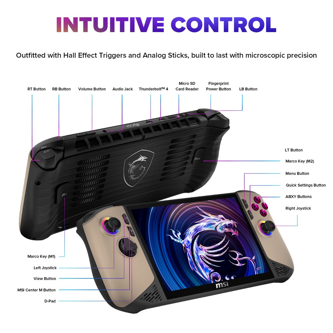 MSI Claw 8 AI+ Core Ultra 7 258V/32GB/1TB SSD 8" Gaming Handheld 6392742