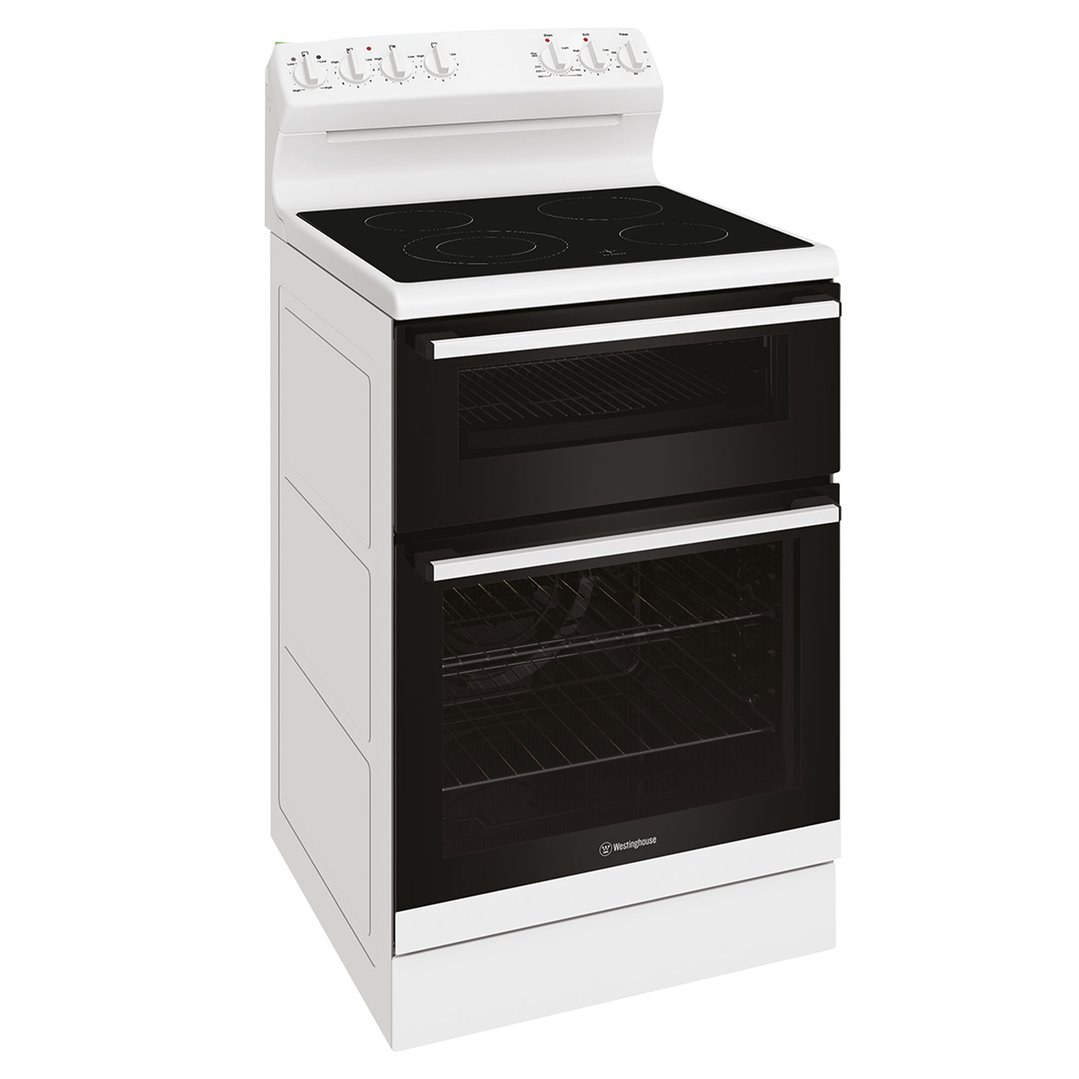 Westinghouse 60cm freestanding electric oven and ceramic cooktop, white