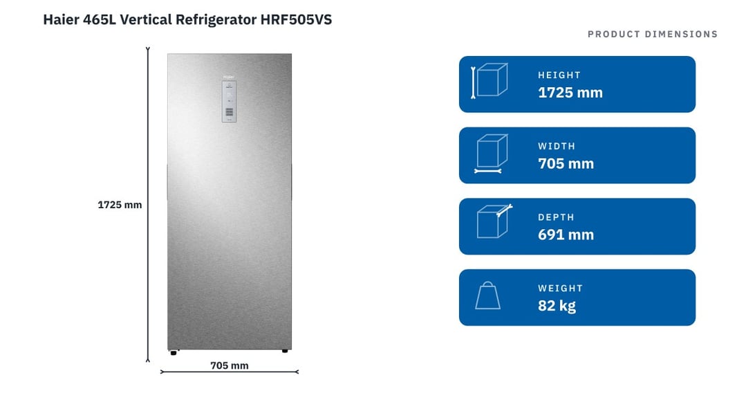 Haier 465L Vertical Refrigerator HRF505VS