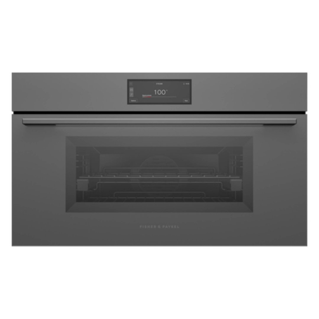 Fisher & Paykel 76cm Series 9, Minimal Compact Combi-Steam Oven, Grey Glass OS76NMUG3