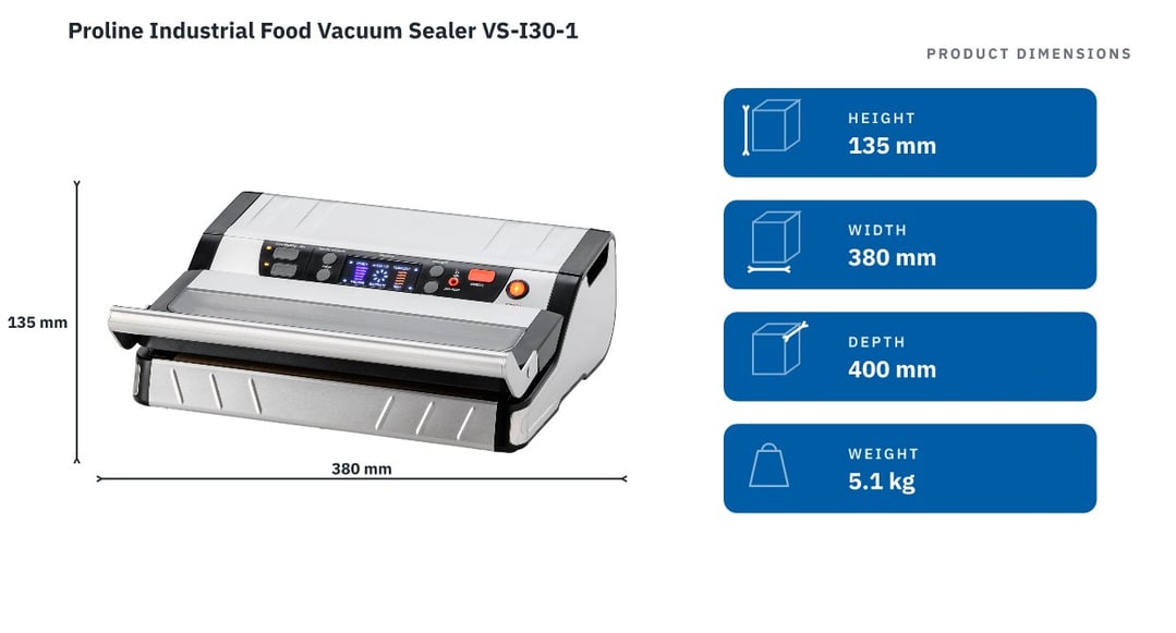 Proline Industrial Food Vacuum Sealer VS-I30-1 — product dimensions