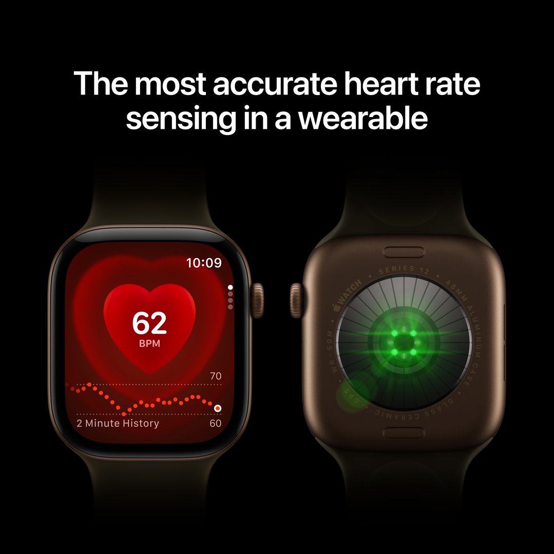 Apple Watch Series 12 GPS 46mm Dark Bronze Aluminum Case with Olive Sport Band - S/M MJEQ4X/A