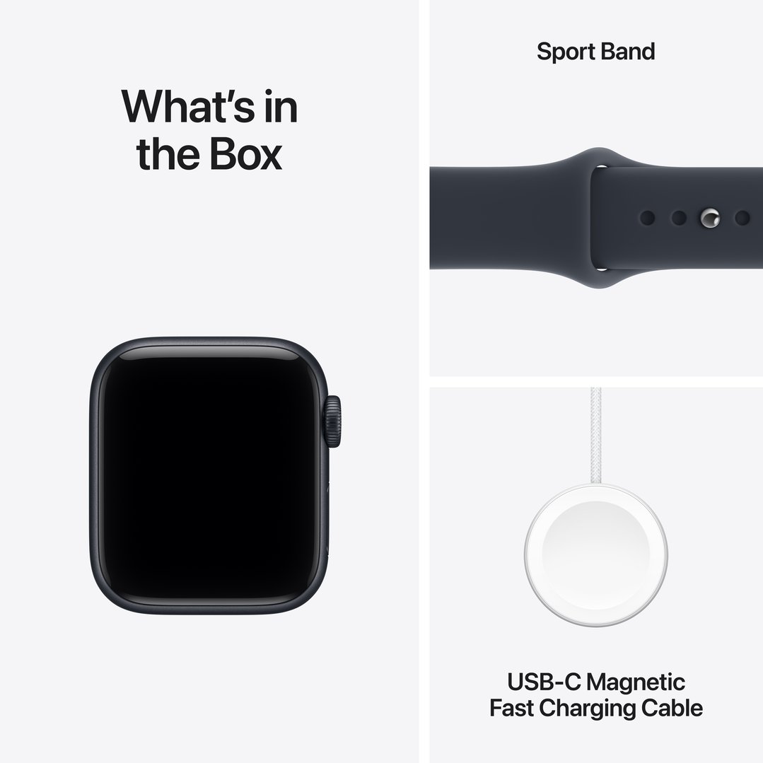 Apple Watch SE 3 GPS 40mm Midnight Aluminum Case with Navy Blue Sport Band - S/M MJKY4X/A