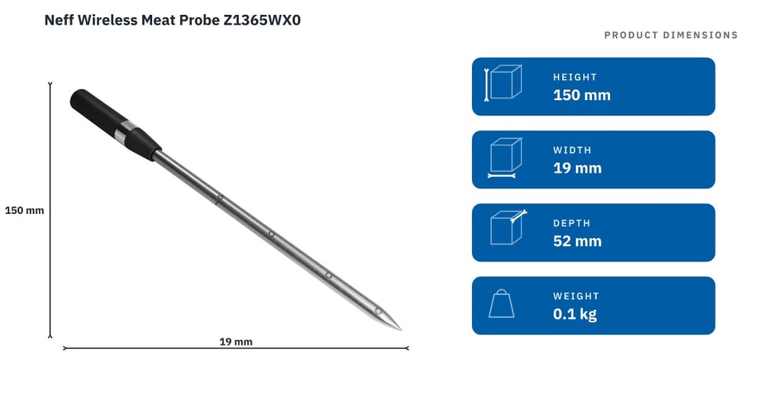 Neff Wireless Meat Probe Z1365WX0 — product dimensions