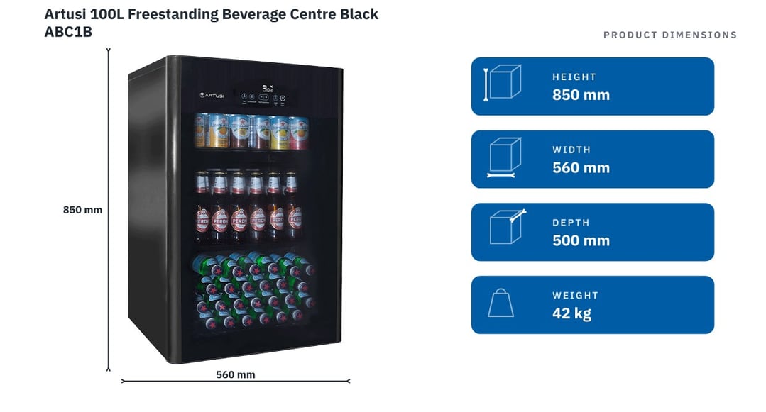 Artusi 100L Freestanding Beverage Centre Black ABC1B