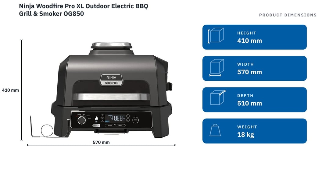Ninja Woodfire Pro XL Outdoor Electric BBQ Grill & Smoker OG850