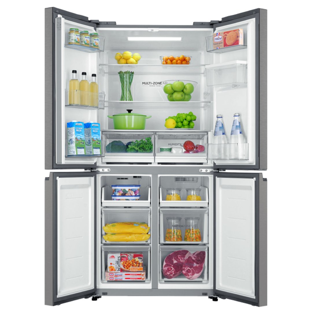 Haier Quad Door Refrigerator Freezer, 83cm, 508L, Water Satina HRF580YHS