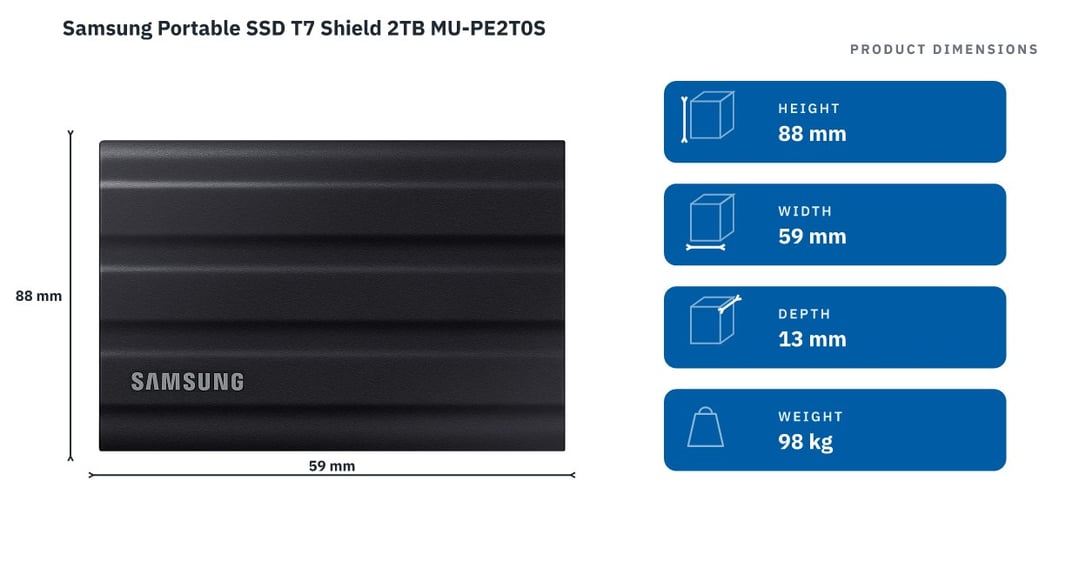 Samsung Portable SSD T7 Shield 2TB MU-PE2T0S
