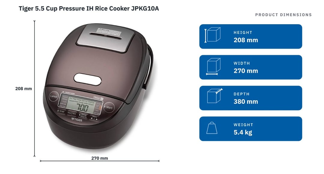Tiger 5.5 Cup Pressure IH Rice Cooker JPKG10A