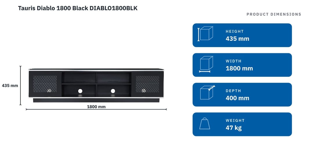Tauris Diablo 1800 Black DIABLO1800BLK — product dimensions