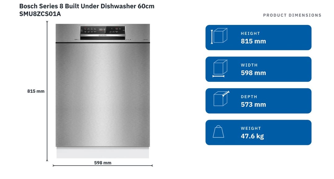 Bosch Series 8 Built Under Dishwasher 60cm SMU8ZCS01A