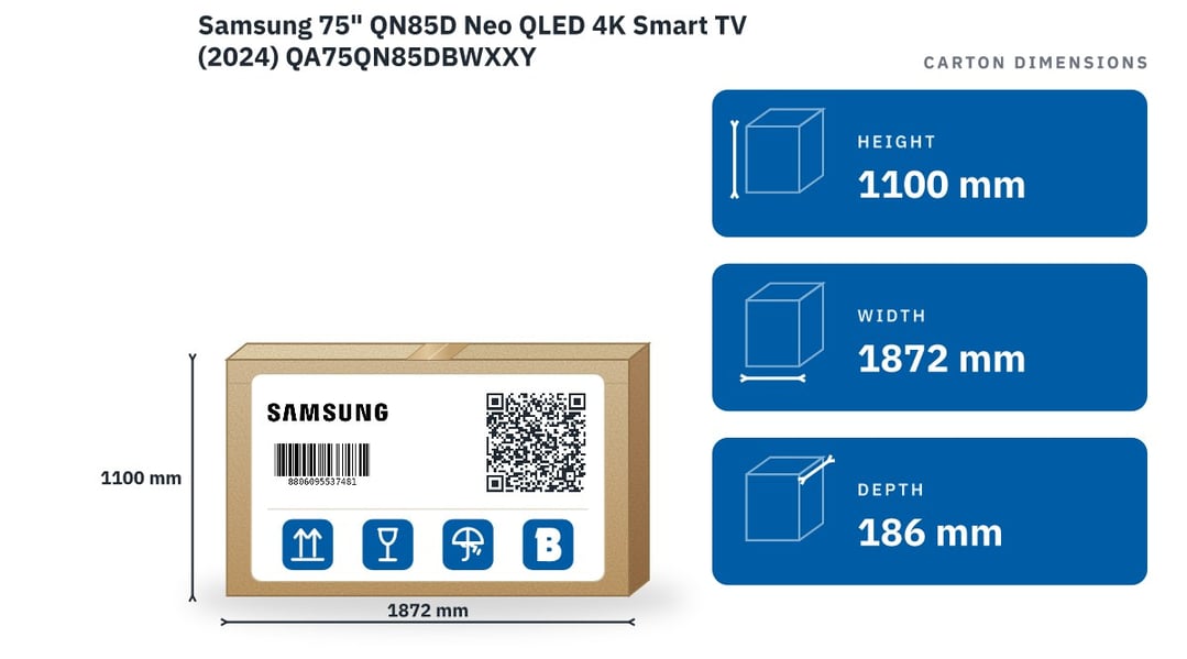 Samsung 75" QN85D Neo QLED 4K Smart TV (2024) QA75QN85DBWXXY