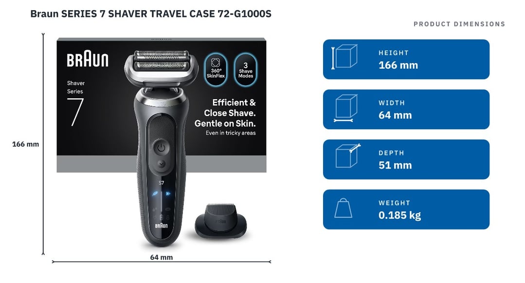 Braun SERIES 7 SHAVER TRAVEL CASE 72-G1000S — product dimensions