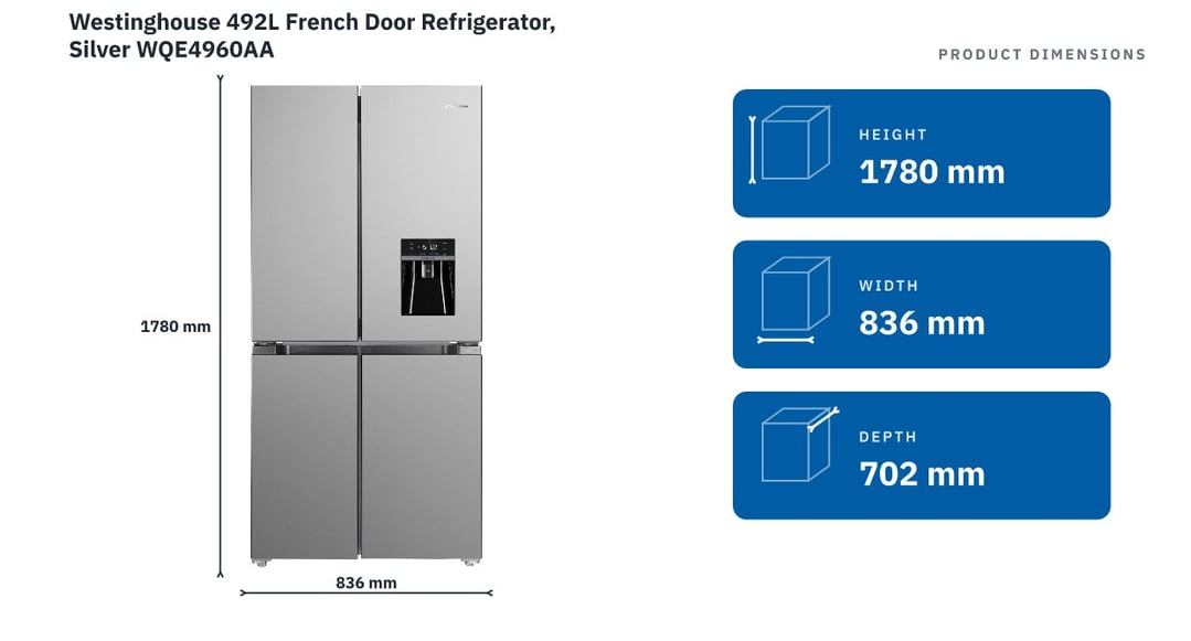 Westinghouse 492L French Door Refrigerator, Silver WQE4960AA