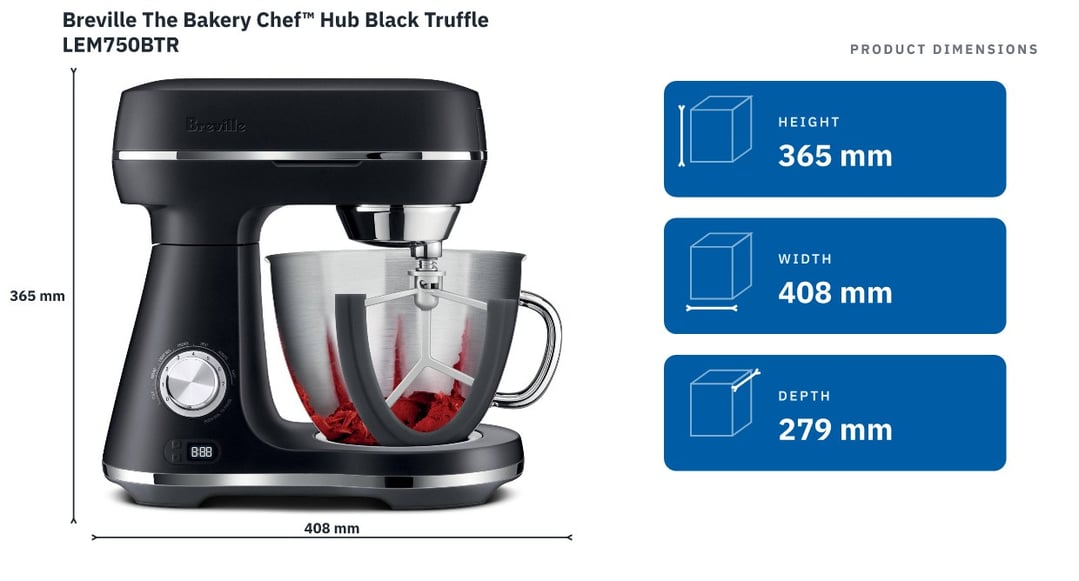 Breville The Bakery Chef™ Hub Black Truffle LEM750BTR — product dimensions