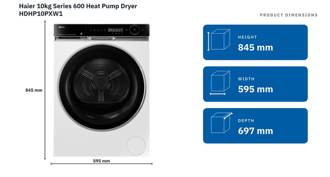 Haier 10kg Series 600 Heat Pump Dryer HDHP10PXW1
