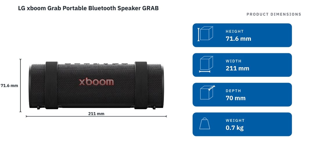 LG xboom Grab Portable Bluetooth Speaker GRAB