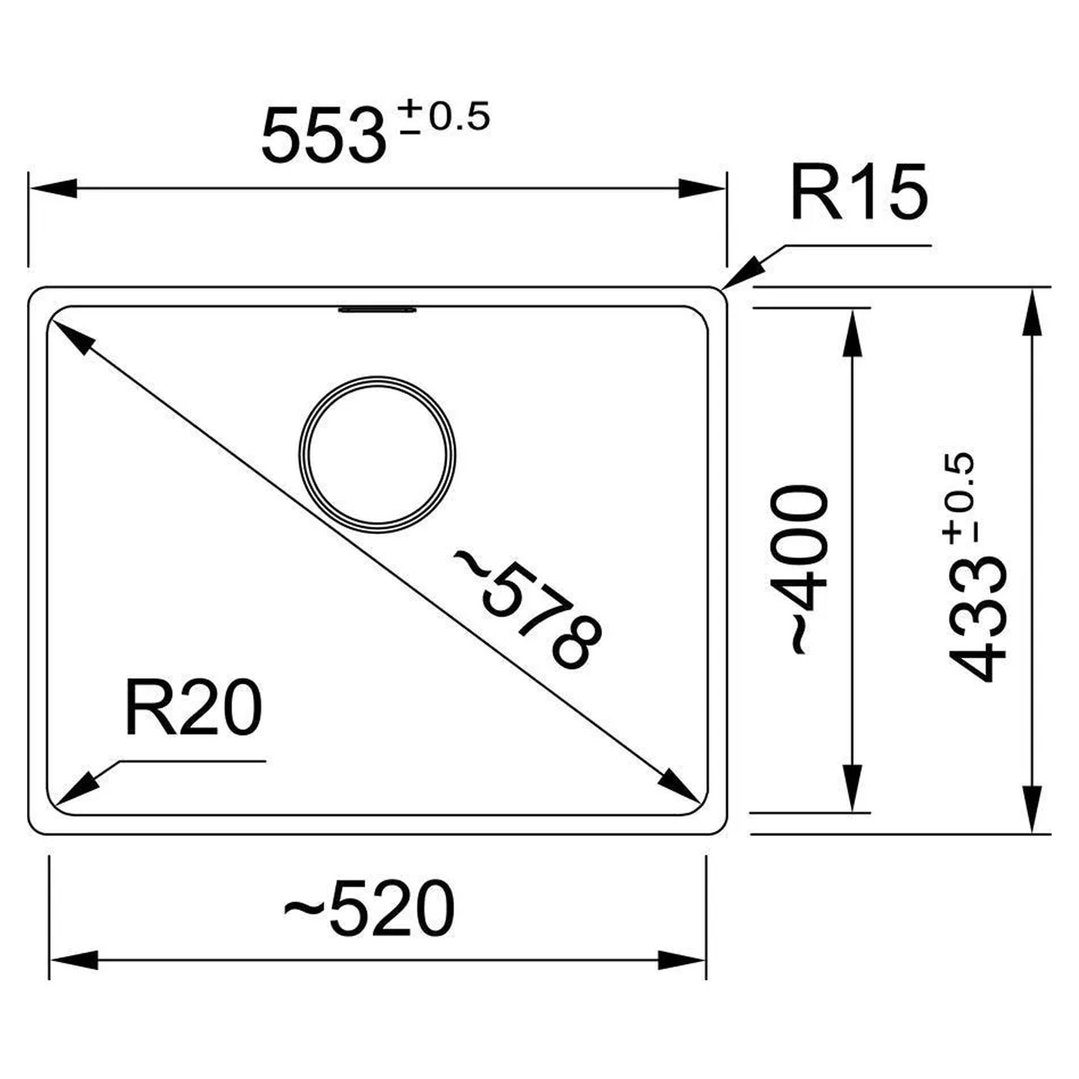 Franke Maris 520mm White Single Bowl Fragranite Undermount Sink MRG110-52PW-FPC