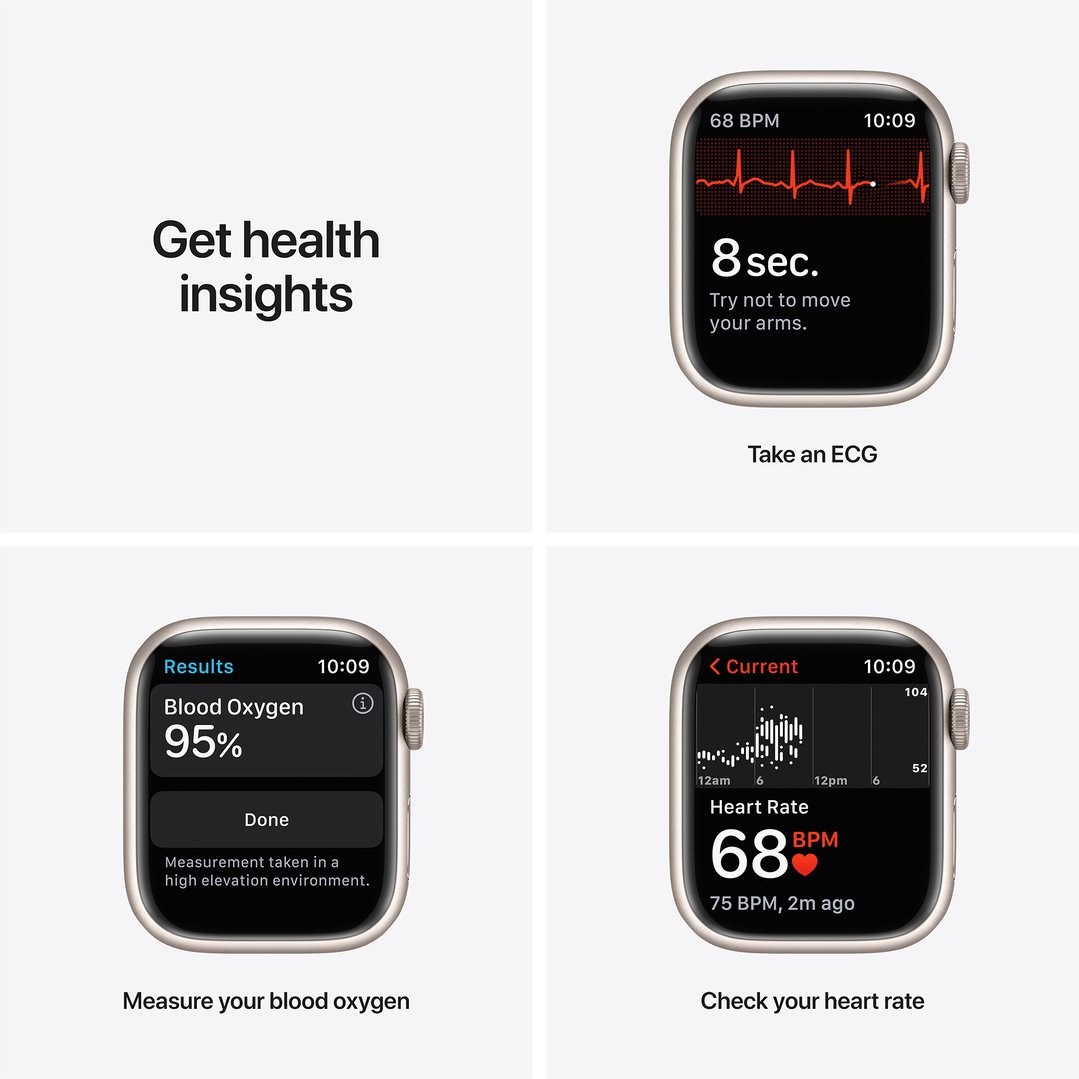 Apple Watch Series 7 (GPS) 45mm Starlight Aluminium Case with Starlight Sport Band MKN63X/A