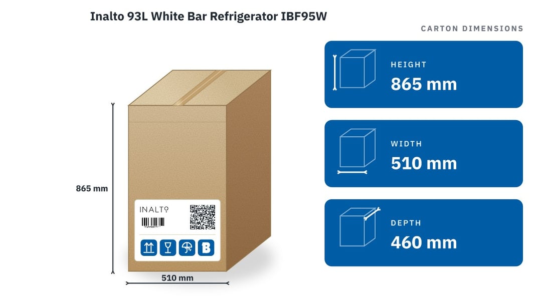Inalto 93L White Bar Refrigerator IBF95W