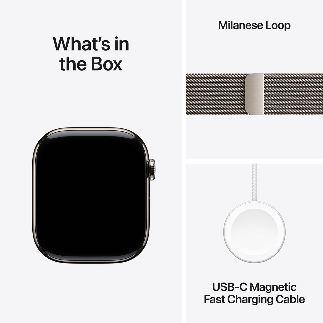 Apple Watch Series 11 46mm Natural Titanium Case GPS + Cellular Natural Milanese Loop (S/M) MFCY4X/A