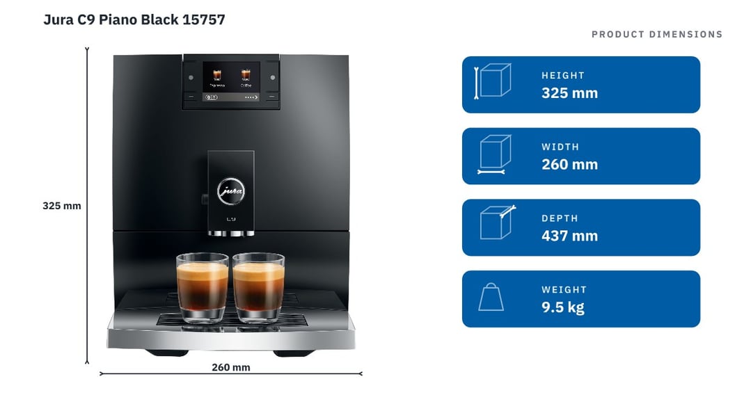 Jura C9 Piano Black 15757 — product dimensions