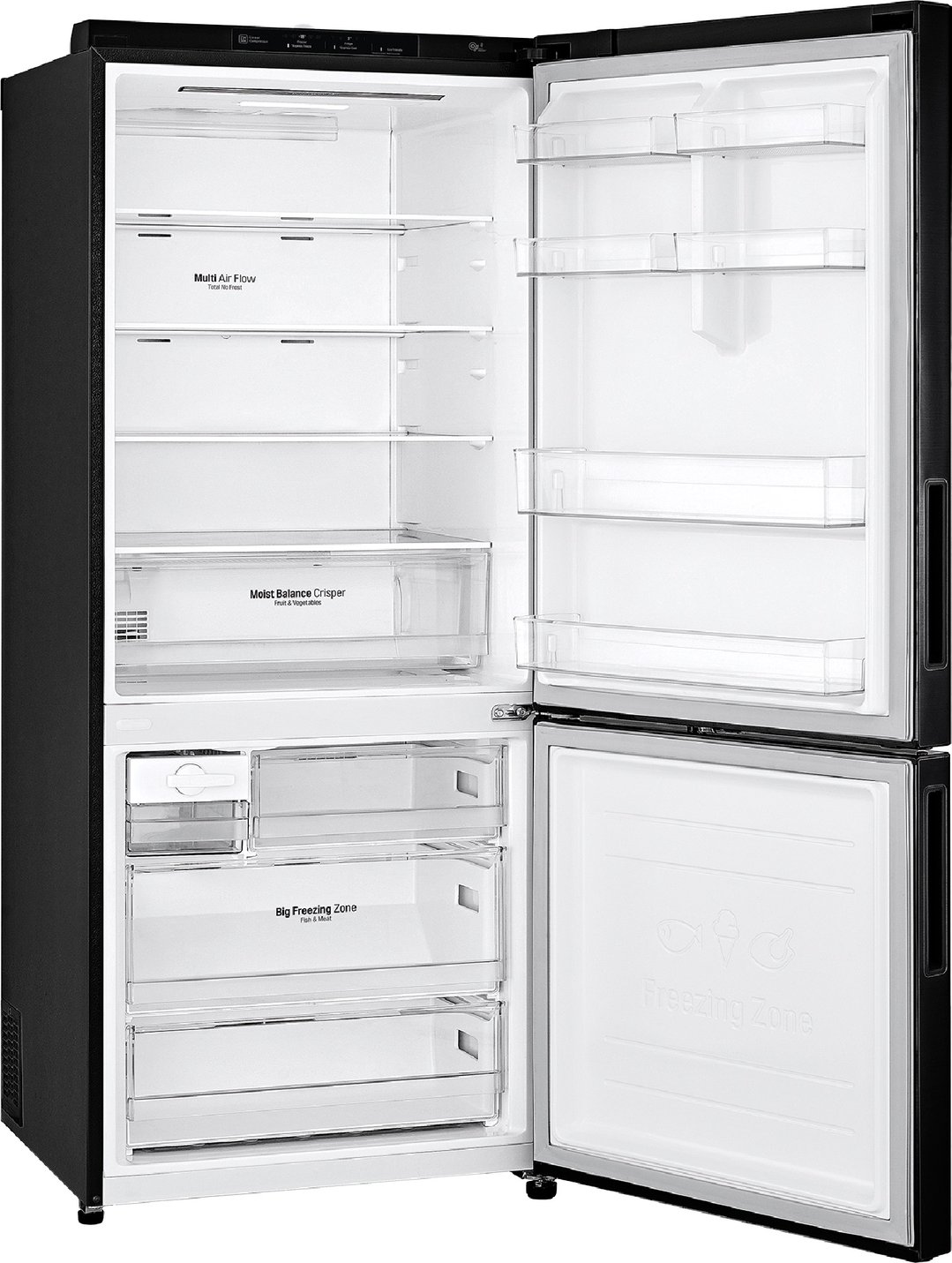 LG 420L Bottom Mount Fridge Black Steel GB455BTL
