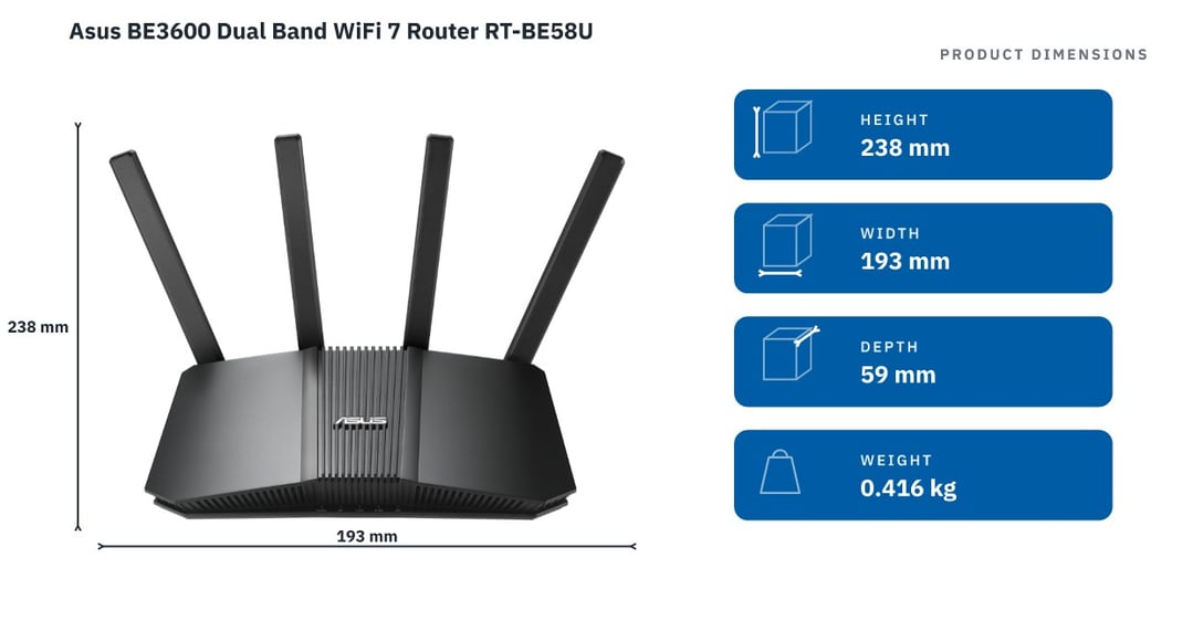 Asus BE3600 Dual Band WiFi 7 Router RT-BE58U