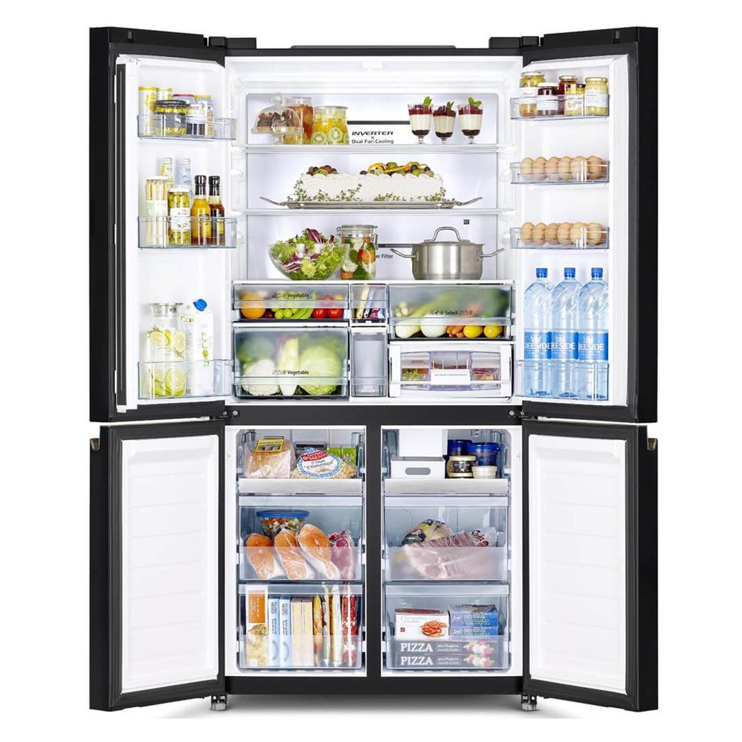 Hitachi 569L Black Glass 4 Door French Bottom Freezer Refrigerator R-WB640VT0-1GBK