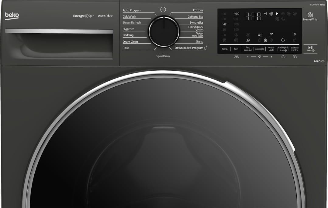 Beko 12kg Autodose Front Load Washing Machine with Steam Graphite BFLB123ADG