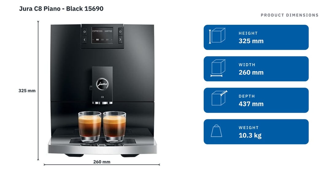 Jura C8 Piano - Black 15690 — product dimensions
