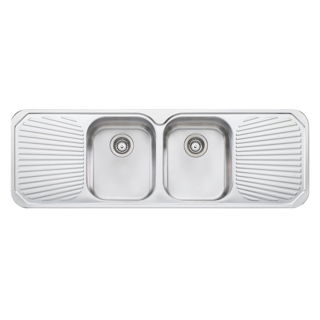 Oliveri Petite Double Bowl Sink With Double Drainer PE353