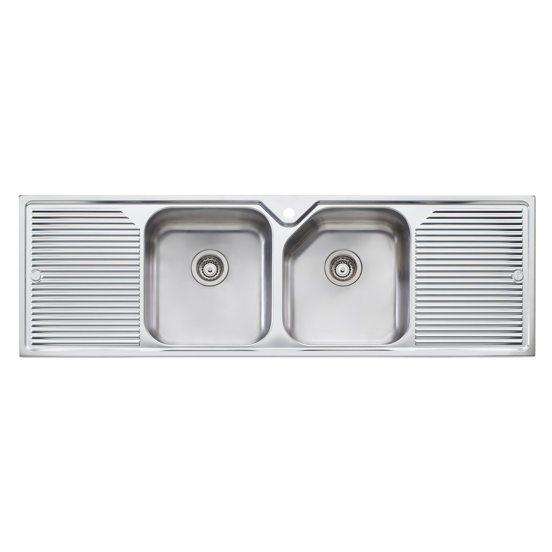 Oliveri Nu-Petite Double Bowl Topmount Sink With Double Drainer NP653