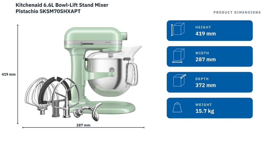 Kitchenaid 6.6L Bowl-Lift Stand Mixer Pistachio 5KSM70SHXAPT