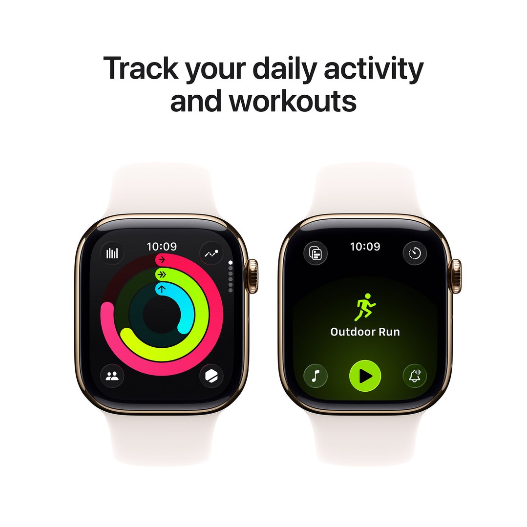 Apple Watch Series 11 46mm Gold Titanium Case GPS + Cellular Sport Band (M/L) (Light Blush) MFD64X/A