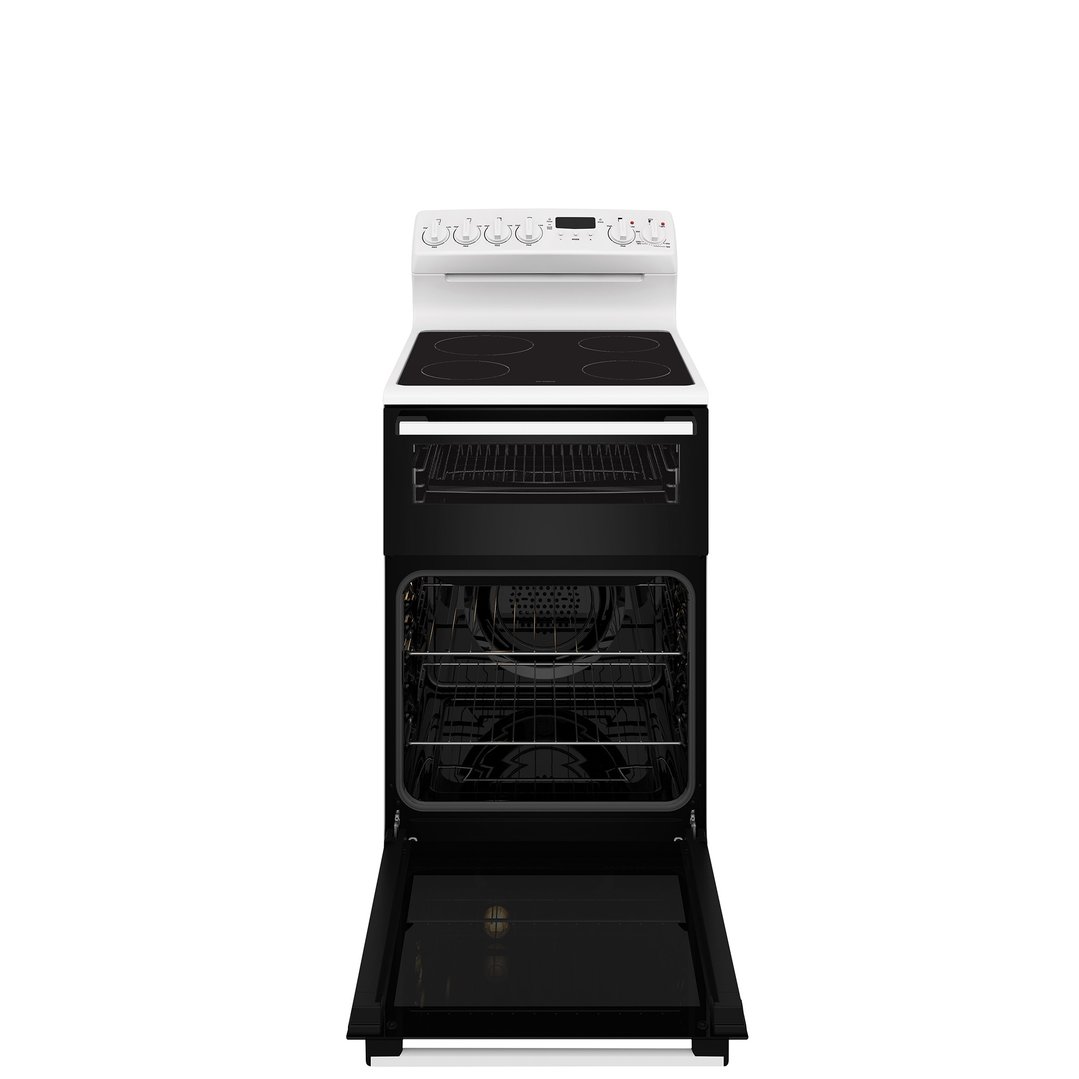 Westinghouse 54cm freestanding electric oven and ceramic cooktop, white WLE543WCB